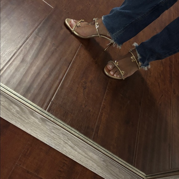 Christian Louboutin Rose Gold Crystal-Embellished Slide Sandals - Picture 14 of 16